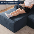 Cloud Sectional Couch, Boneless Sofa for Living Room, Modular Sectional Sofa with Deep Seat, Fluffy Comfy Couch with L-Shaped Chaise, No Assembly Required, Navy Blue