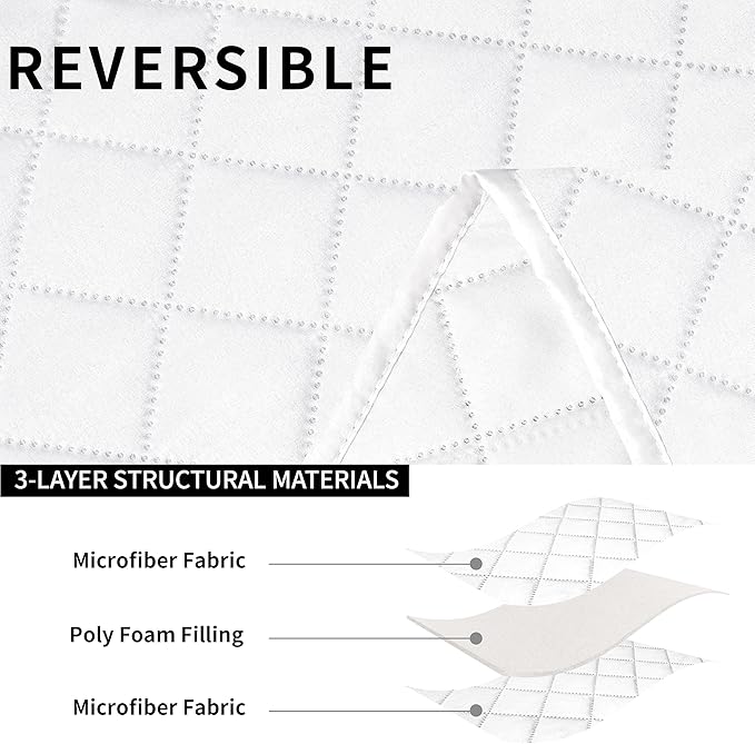 Easy-Going Recliner Sofa Cover with Console, Reversible Couch Cover for Living Room, Split Sofa Cover for Each Seat with Elastic Straps for Kids, Dogs, Pets (3 Seater, White/White)