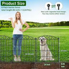 No Dig Decorative Garden Fence 6 Panel with Gate - 30in H x 11.8ft L, Tall Animal Barrier for Dogs Rabbits, Rustproof Metal Wire Panels for Yard, Patio, and Outdoor Border Use