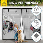 AUGO Garage Door Screen, 2 Car 9x7FT, Fiberglass mesh with Magnetic Closure, Heavy Duty Weighted Bottom, Easy Assembly & Pass, Hands Free Screen Door