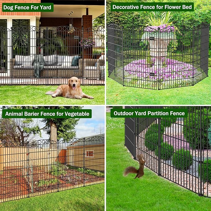 10 Panel No Dig Decorative Garden Fence with Gate - 48in H x 22.5ft L