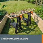 Worx WX065.3 Clamping Sawhorses with Bar Clamps and 7 Inch Metal Triangle Ruler