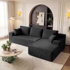 Cloud Sectional Boneless Couches for Living Room, Modular L Shaped Couch with Deep Seat Oversized Right Facing Chaise, Memory Foam Compressed Spineless 3 Seater Sofa for Apartment, Black | No Assembly Required, Deep Seat, Cat-Claw Resistant, High-Resil...