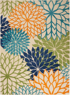 Nourison Home Aloha Indoor/Outdoor Multicolor 7' x 10' Area Rug, Easy Cleaning, Non Shedding, Bed Room, Living Room, Dining Room, Deck, Backyard, Patio (7x10)