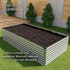 12x4x2FT Galvanized Raised Garden Bed Kit,Vegetable Plant Boxes-Rectangle Metal Flower Box,Large Planter Raised Beds Outdoor Garden for Planting,Fruit,Herb-Silver