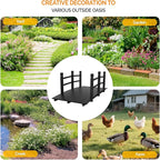 VINGLI Garden Bridge, Classic Wooden Bridge with Safety Rails, Decorative Arched Footbridge (Black, 5 ft)