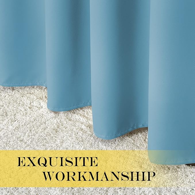 NICETOWN Room Darkening Short Curtain 54 inches Long for Living Room, Grommet Sound Reducing Thermal Insulated Curtains for Bedroom Nursery Window, 46W x 54L, 1 Piece, Teal Blue