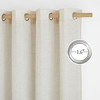 NICETOWN Linen Flax Semi Sheer Curtains 72" Length, Grommet Window Treatments Privacy Added with Light Penetration Vertical Drapes for Loft/Home Office, Natural, W55 x L72, 2 Panels