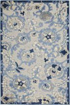 Nourison Home Aloha Blue Grey 3' x 5' Area Rug - Easy Clean, Non Shedding, Bed Room, Living Room, Dining Room, Kitchen (3' x 5')
