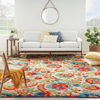 Nourison Home Aloha Multicolor 9' x 12' Area Rug - Easy Clean, Non Shedding, Bed Room, Living Room, Dining Room, Kitchen (9' x 12')