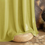 NICETOWN Bright Yellow Linen Curtains 96 inches Long, Grommet Thick Flax Light Filtering Window Treatments Semi Sheer Privacy Assured for Bedroom/Kids Room, W55 x L96, 2 Panels