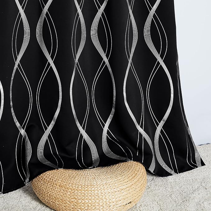 NICETOWN Blackout Curtain Panels 84 inches - Light Reducing Thermal Insulated Solid Grommet Blackout Curtains/Panels/Drapes for Living Room/Nursery/Kids Room (Set of 2, 42" Wide, Black)