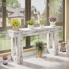 Tribesigns 63-Inch Long Console Table, Wooden Rectangular Sofa Table Behind The Couch, Farmhouse Entryway Table for Entrance, Hallway, Living Room (Distressed White)