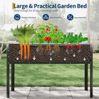 Galvanized Raised Garden Bed with Legs&Water Storage - 50×32×17 in Metal Planter Box, Outdoor Raised Garden Beds Gardening, Durable Planter Raised Beds, Sturdy Planters for Outdoor Plants (Black)