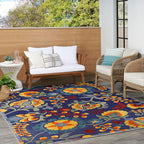 Nourison Home Aloha Navy Multicolor 9' x 12' Area Rug - Easy Clean, Non Shedding, Bed Room, Living Room, Dining Room, Kitchen (9' x 12')