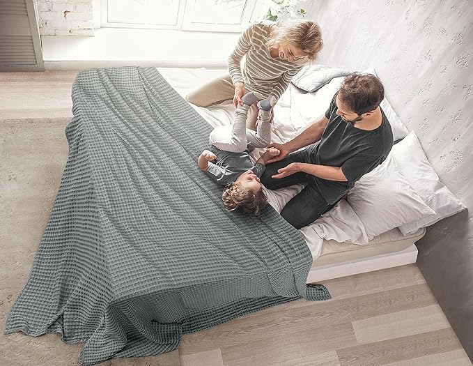 Utopia Bedding Cool Grey 100% Cotton Waffle Blanket 300 GSM [Full - 90x84 Inch] Soft Lightweight Breathable Bed Blanket for All Season