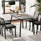 IDEALHOUSE Dining Table Set for 4 Modern Kitchen Table and Chairs Set with Chamfered Edges Cushioned Seats Space-Saving Metal Frame Compact Breakfast Nook (Soft Seat Black Tube + Black)