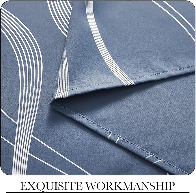 NICETOWN Stone Blue Decorative Curtains Blackout 84 inch Length for Bedroom Living Room, Thermal Insulated Grommet Room Darkening Pattern Drapes for Boys Kids Mans Home Decoration (2 Panels, 52 by 84)