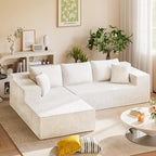 Homall 108" Modular Sectional Sofa, Boneless Couch with L-Shape Chaise, Cloud Couch with Deep Seat Upholstered, No Assembly Required for Living Room, Bedroom (Chenille, Beige)