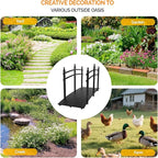 VINGLI Garden Bridge, Classic Wooden Bridge with Safety Rails, Decorative Arhced Footbridge for Patio Pond, Creek, Pathway (Black, 7.5 ft)