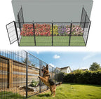 FXW Garden Fence Outdoor for The Yard – 45in(H) x 18.2ft(L) Heavy Duty Metal Animal Barrier for Dog and Rabbit, Decorative Dog Fence, 8 Panels, Black