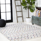 JONATHAN Y Boho Vintage Diamond Cream/Multi Indoor Area Rug 8X10 ft, Moroccan Hype for Living Room, Bedroom, Kitchen, Office, Easy-Cleaning, High Traffic, Pet-Friendly, Non-Shedding (MOH101H-8)