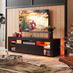 WLIVE 63 inch TV Stand for 50 55 60 65 70 75 Inch TVs, Modern Entertainment Center with LED Lights & 2 Large Storage Drawers, TV Console Gaming Media Television Stands for Living Room, Bedroom(Black)