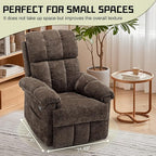Recliner Chair, Swivel Rocker Recliner Chair for Adults, Small Recliners for Small Spaces, Upholstered Manual Recliner with Side Pockets, Nursery Rocking Chair for Living Room, Chenille, Brown
