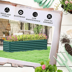 Outsunny 8 x 2 x 2ft Galvanized Raised Garden Bed Kit, Outdoor Metal Elevated Planter Box with Safety Edging, Large Raised Bed for Growing Flowers, Herbs and Vegetables, Green