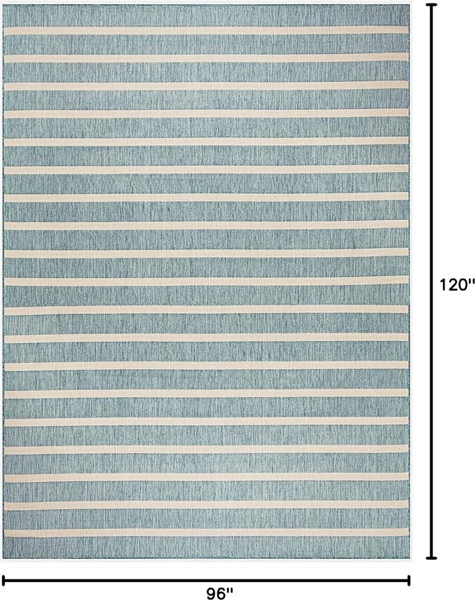 Nourison Home Positano Aqua Ivory 8' x 10' Area Rug - Easy Clean, Non Shedding, Bed Room, Living Room, Dining Room, Kitchen (8' x 10')
