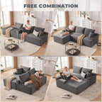 Cloud Sectional Couch, Boneless Sofa for Living Room, Fluffy Comfy Couch with Deep Seat, Modular Sectional Sofa with L-Shaped Chaise, No Assembly Required, Dark Grey
