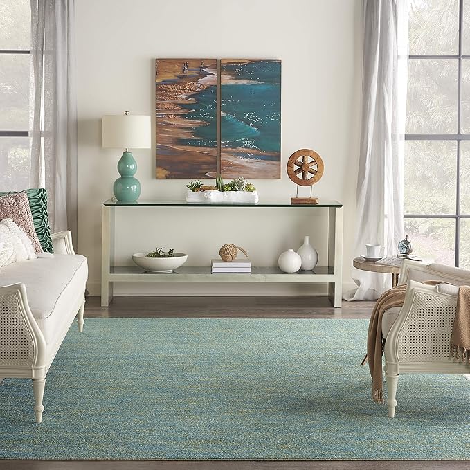 Nourison Home Nourison Essentials Blue Green 7' x 10' Area Rug - Easy Clean, Non Shedding, Bed Room, Living Room, Dining Room, Kitchen (7' x 10')