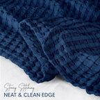 Utopia Bedding Navy 100% Cotton Waffle Blanket 300 GSM [Big - 120x120 Inch] Soft Lightweight Breathable Bed Blanket for All Season