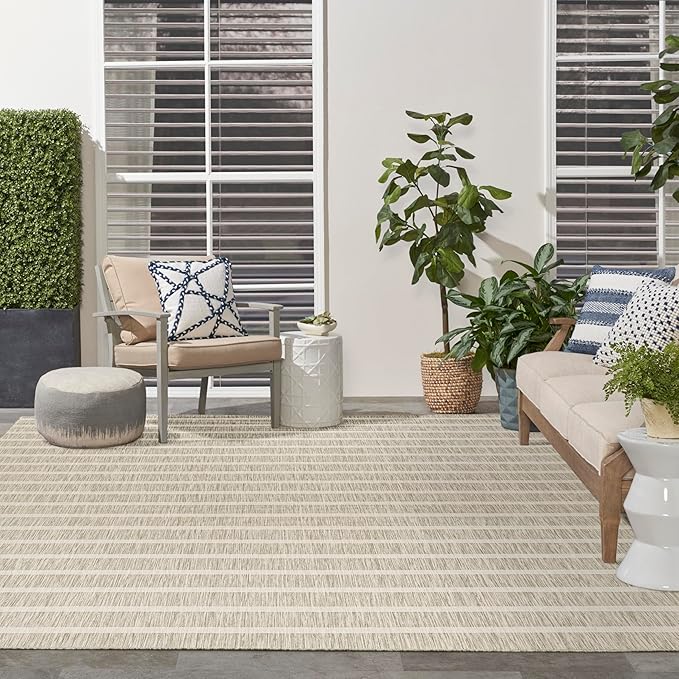 Nourison Home Positano Grey Ivory 9' x 12' Area Rug - Easy Clean, Non Shedding, Bed Room, Living Room, Dining Room, Kitchen (9' x 12')