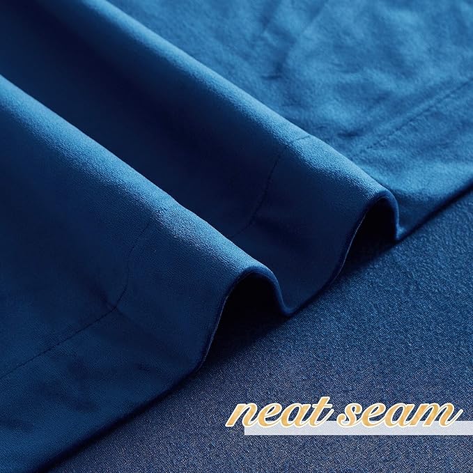 NICETOWN Blue Velvet Curtain Panels 84 inch Long, Luxury Rod Pocket Window Treatment Elegant Velvet Curtains for Living Room/Bedroom/Home Theatre (1 Pair, W52 x L84)