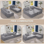 Modular Sectional Sofa Couches L-Shape Couch 3 Seat Modular Sofa Memory Foam Sectional Couches for Living Room, Cloud Couch with Oversized Chaise (Light Grey Stripe, 108" Right Facing Chaise)