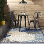 Nourison Home Aloha Indoor/Outdoor Blue/Multicolor 3'6" x 5'6" Area Rug, Tropical, Botanical, Easy Cleaning, Non Shedding, Bed Room, Living Room, Dining Room, Deck, Backyard, Patio (3x5)