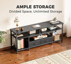 Huuger TV Stand for 55 60 Inch TV, Entertainment Center with Power Outlets and LED Lights, 54 Inch TV Console for Living Room, Media Console with Drawers and Shelves, Black
