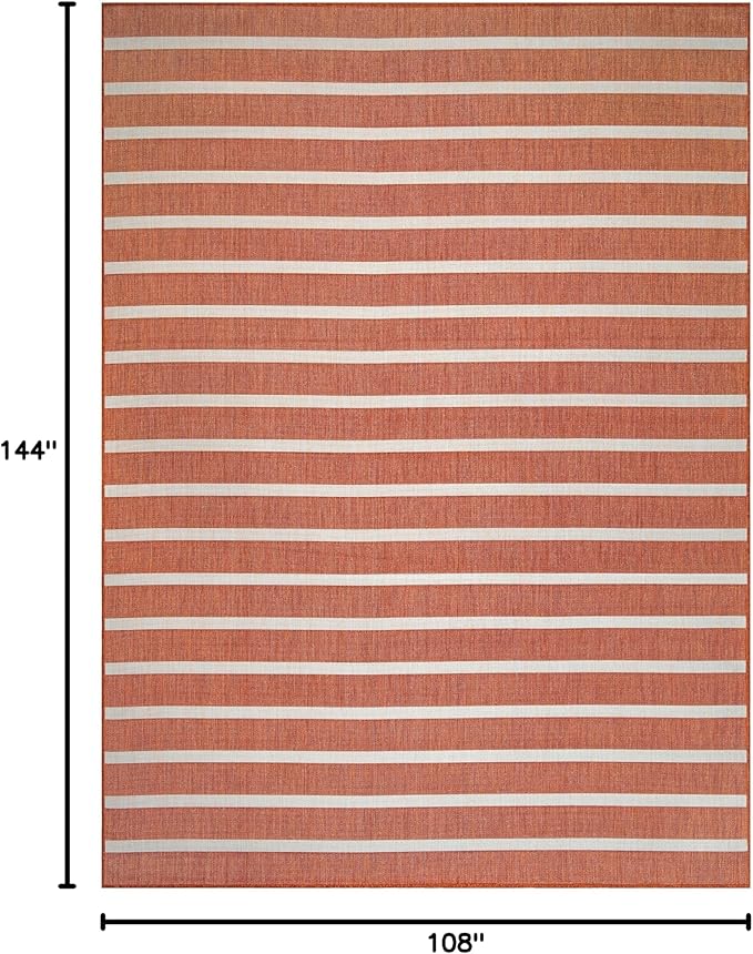 Nourison Home Positano Terracotta Ivory 9' x 12' Area Rug - Easy Clean, Non Shedding, Bed Room, Living Room, Dining Room, Kitchen (9' x 12')