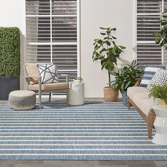Nourison Home Positano Navy Ivory 9' x 12' Area Rug - Easy Clean, Non Shedding, Bed Room, Living Room, Dining Room, Kitchen (9' x 12')