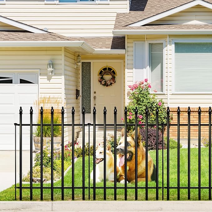 Metal Decorative Garden Fence 36" H x 28" W (5 Panels, Total Length 11.6 feet), Metal Border Folding Fence, Landscape Fencing Dog Fence Pet Fence for Flower Bed, Yard, Animal Barrier