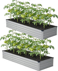 10x2x1 ft(2 Pack) Galvanized Raised Garden Bed,Outdoor Planter Box Metal Patio Kit Planting Bed for Vegetables Flowers and Succulents,Silver