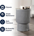 JONATHAN Y TBL1102A Louisa 19" Modern Art Deco Tambour Indoor/Outdoor Accent Table Minimalist, Contemporary, Bohemian, Mid-Century, Patio, Garden Room, Bathroom, Living Room, Gray Terrazzo Finish