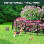 FXW Garden Fence Outdoor for The Yard – 24in(H) x 3.8ft(L) Heavy Duty Metal Animal Barrier for Dog and Rabbit, Decorative Dog Fence, 2 Panels, Black