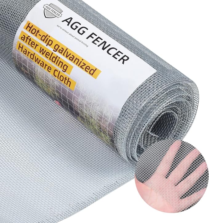 48in x 100ft Hardware Cloth 1/8 inch 27Ga Hot Dipped Galvanized After Welding, Chicken Coop Wire Fence, Welded Metal Fencing Roll Mesh for Bee Screen Garden Plant Poultry Animal Netting Cage