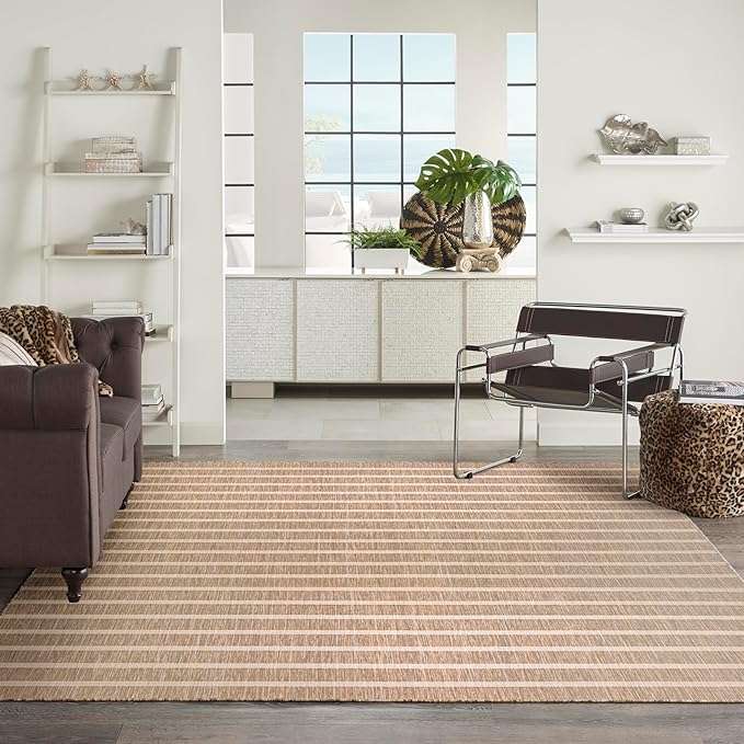 Nourison Home Positano Beige Ivory 8' x 10' Area Rug - Easy Clean, Non Shedding, Bed Room, Living Room, Dining Room, Kitchen (8' x 10')