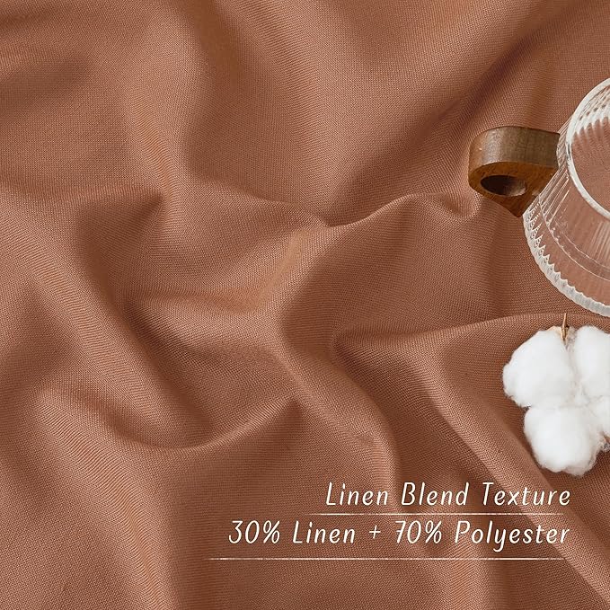 NICETOWN Caramel Linen Curtains for Kitchen, Thick Flax Small Window Treatments Semi Sheer Privacy Assured with Light Through for Cafe/Bathroom, W34 x L80, 2 Panels