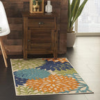 Nourison Home Aloha Indoor/Outdoor Multicolor 2'8" x 4' Area Rug, Tropical, Botanical, Easy Clean, Non Shedding, Bed Room, Living Room, Dining Room, Deck, Backyard, Patio (3x4)