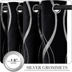 NICETOWN Blackout Curtain Panels 84 inches - Light Reducing Thermal Insulated Solid Grommet Blackout Curtains/Panels/Drapes for Living Room/Nursery/Kids Room (Set of 2, 42" Wide, Black)