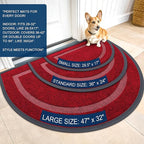 OLANLY Half Circle Door Mat Indoor Outdoor Entrance Welcome, Waterproof All-Season, All-Weather Doormat, Sturdy Natural Rubber, Low Profile, Easy Clean Patio Porch Entryway Mat, 33x21, Win Red